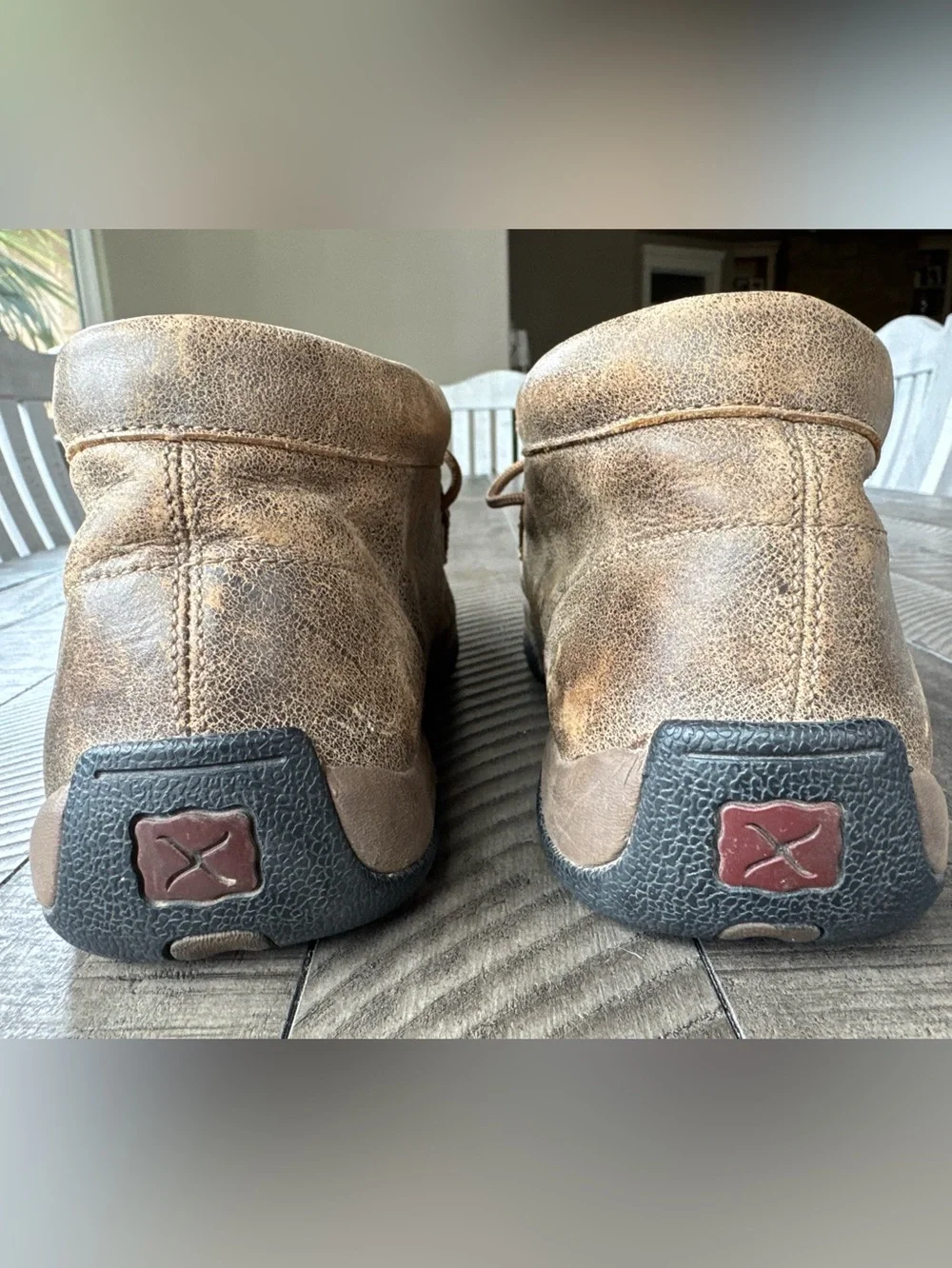 Twisted X Driving Leather Moccasin Chukka Distressed Boots Men’s Size 10.5